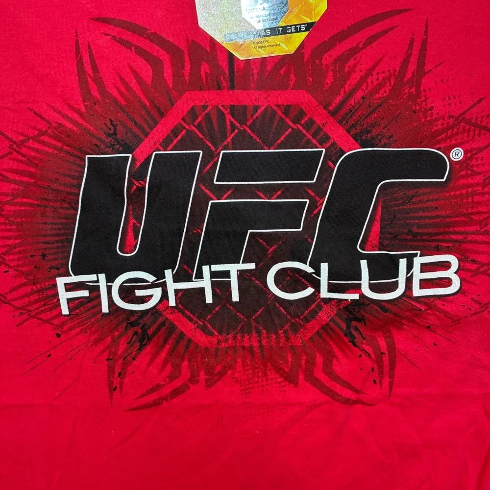 Y2K UFC T Shirt Men L Red Fight Club MMA Mixed Martial Arts Vintage Spellout NWT